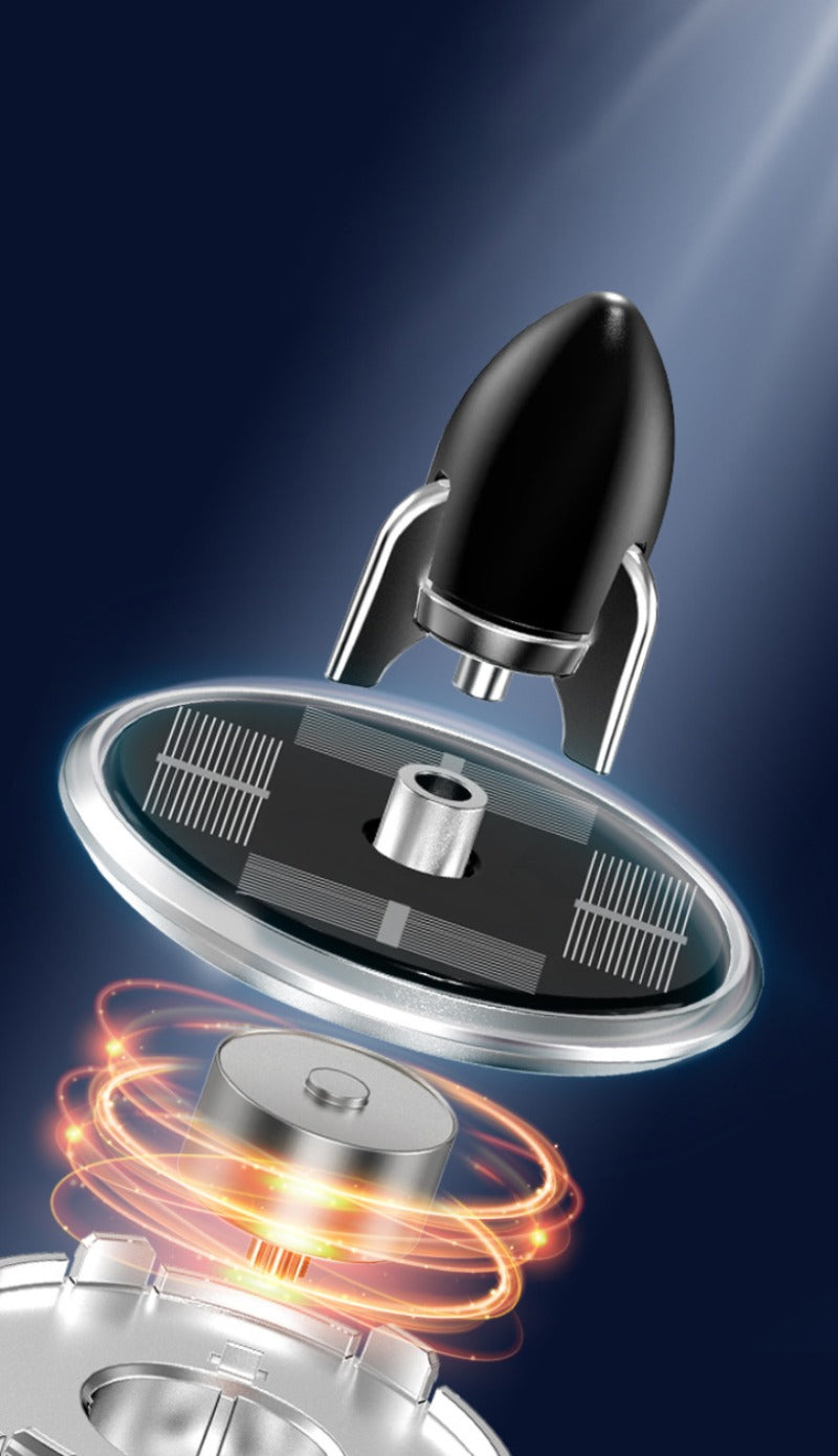 Solar Powered Speech Rocket Car Air Freshener – Rotating Solar Fragrance Diffuser | Long-Lasting Aroma & Stylish Dashboard Decor