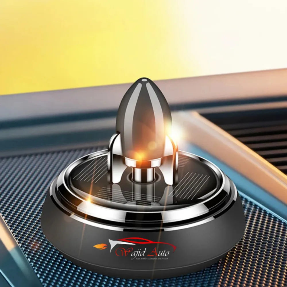 Solar Powered Speech Rocket Car Air Freshener – Rotating Solar Fragrance Diffuser | Long-Lasting Aroma & Stylish Dashboard Decor