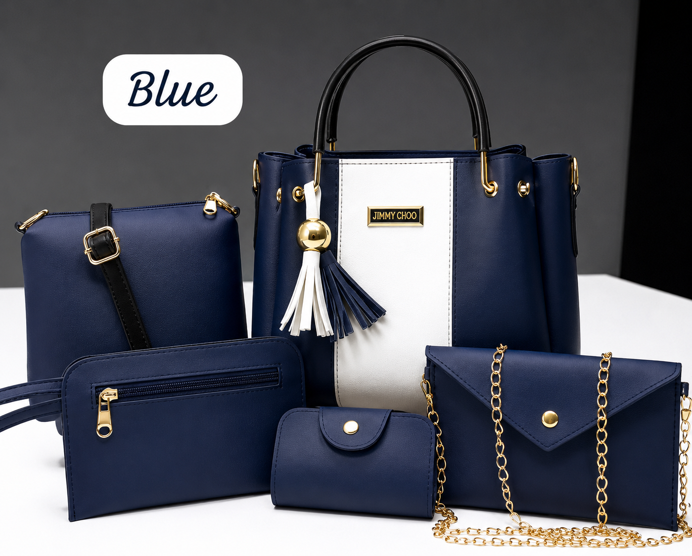 5-Piece Jimmy Choo Bag Combo | Main Bag, Sling, Pouch, Envelope Sling & Card Holder
