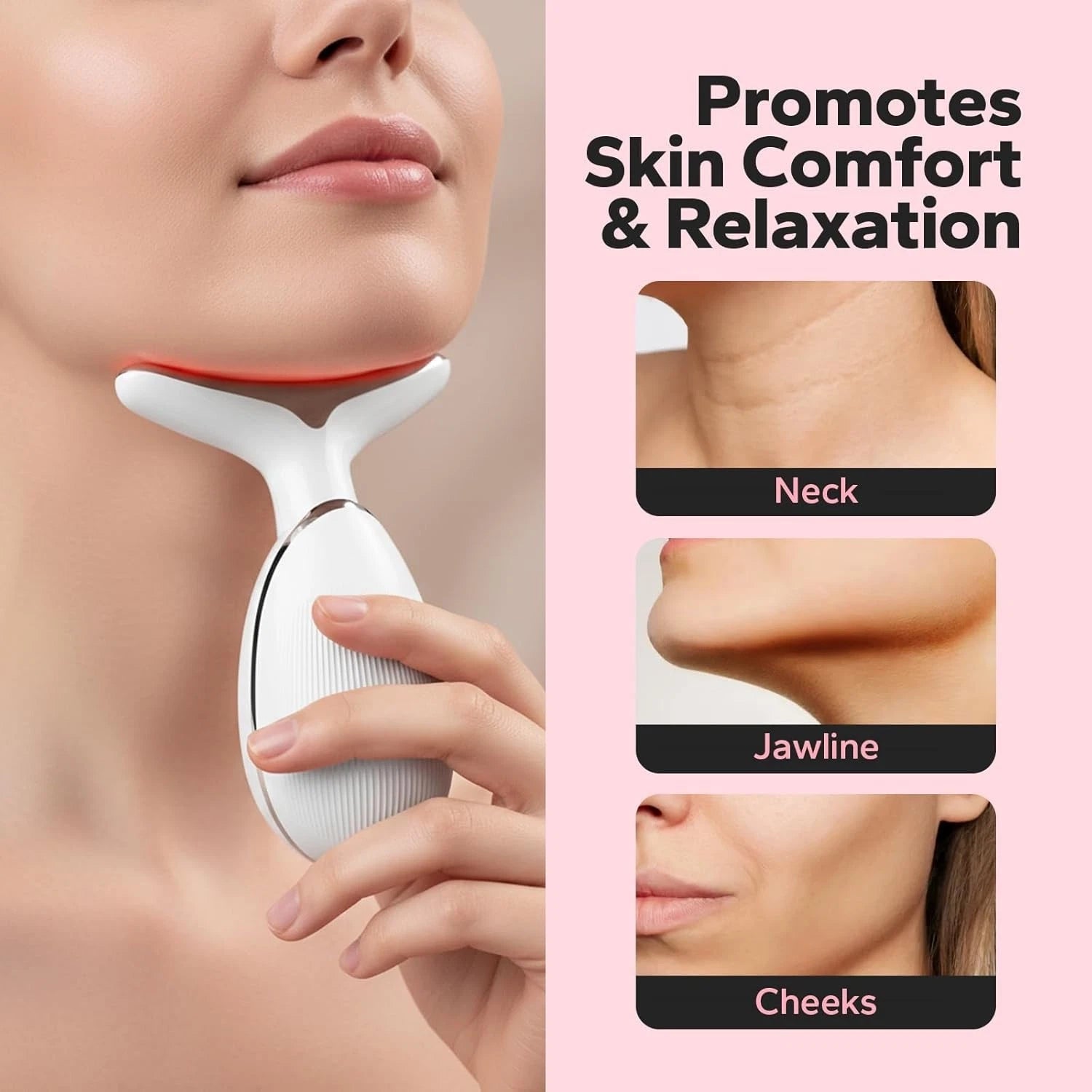Neck Lifting And Tightening Massager EMS Microcurrent Face And Neck Device With LED Light